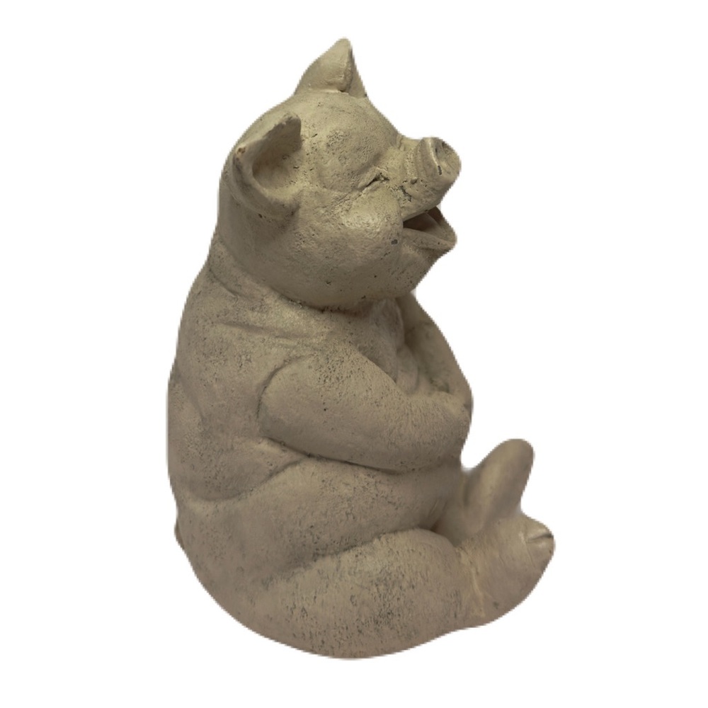 Happy Laughing Pig, Polystone Or Resin Statue Figurine Farmhouse Piggy 5” CUTE - Picture 3 of 9